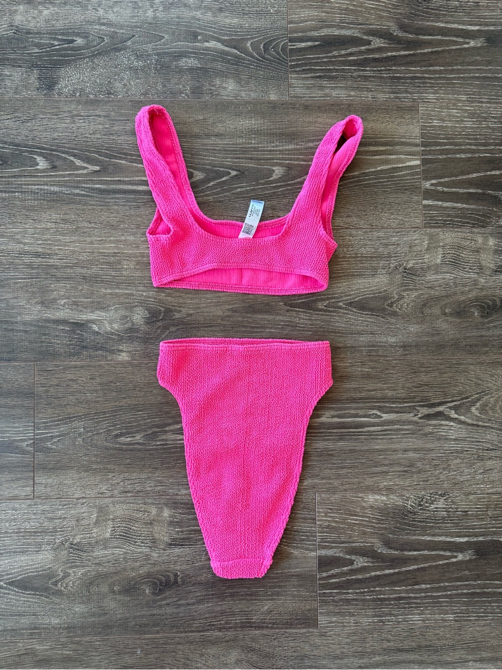 ASOS Neon Pink Textured High-Waist Bikini Set - Picture 5 of 7